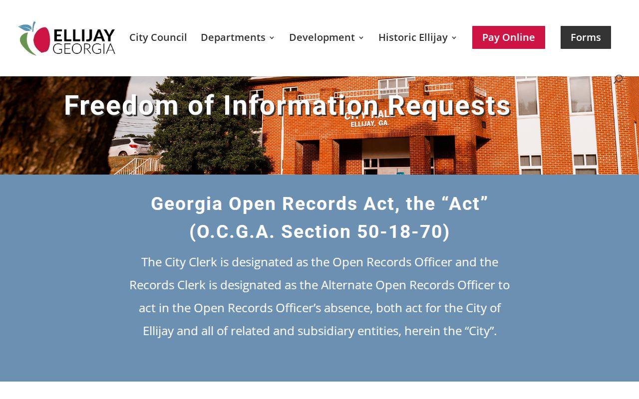 Ellijay open-records contacts and fee information