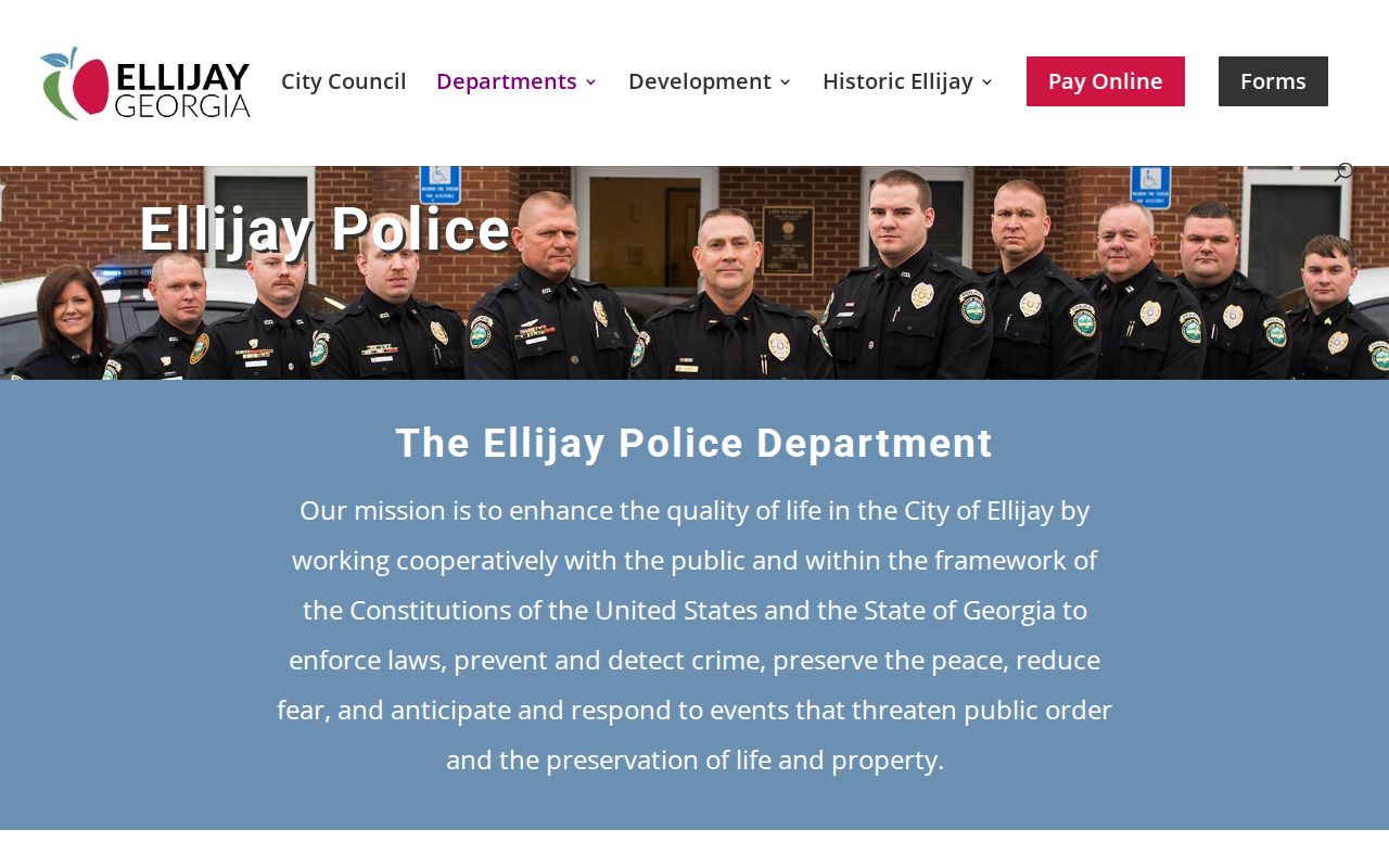 Official Ellijay Police Department records and contact page