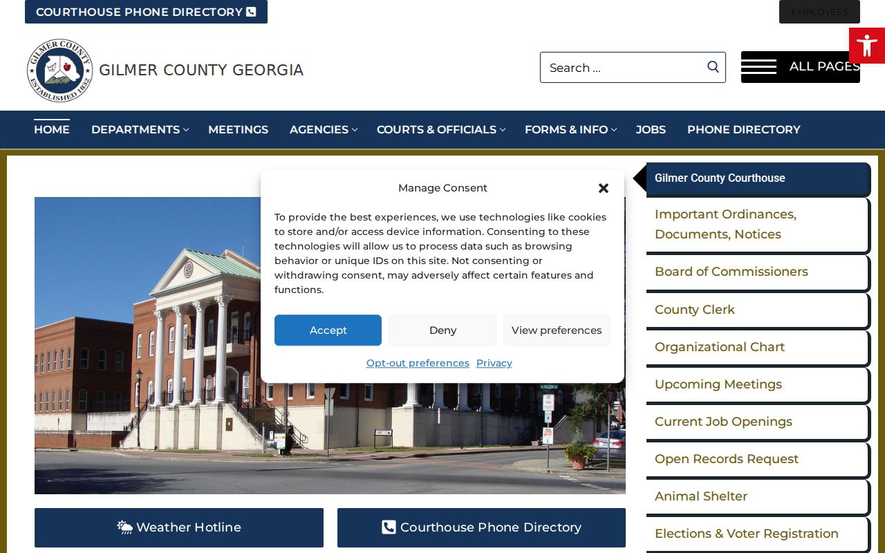 Official Gilmer County courthouse and government page